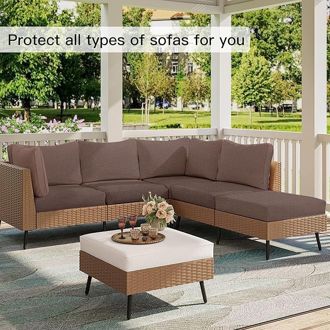 Outdoor Cushion Covers Set,12PCS Patio Furniture Couch Seat Slipcovers, Replacement for Sofa Sectional Chair(Cover，Only)