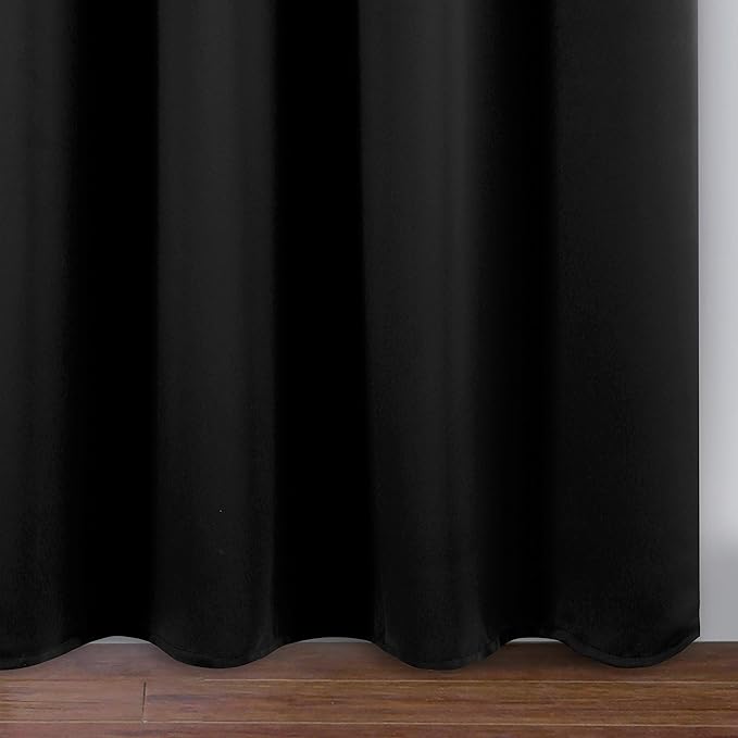 LEMOMO Black Thermal Blackout Curtains/38 x 84 Inch/Set of 2 Panels Room Darkening Curtains for Bedroom