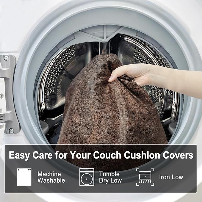 Leather Look Couch Cushion Covers Sofa Seat Slipcovers Sets Couches Furniture Protector for Sectional Armchair Loveseat Pets Kids Stretch Spandex Fabric (1 Cushion XL Sofa, Dark Brown)