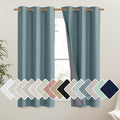 NICETOWN 100% Absolutely Blackout Linen Curtains with Thermal Insulated Liner, Skylark Blue, 42" Wide, 45" Length Energy Saving Curtains for Dining Room 2 Panels Set, Vertical Blinds