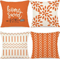 YCOLL Fall Pillow Covers 22x22 Set of 4, Modern Sofa Throw Pillow Cover for Fall Decor, Decorative Outdoor Linen Fabric Pillow Case for Couch Bed Car, Orange