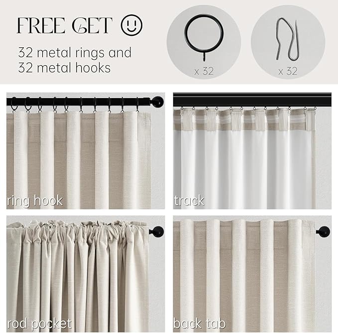 Cream Birch Blackout Curtains 72 Inches Extra Wide for Living Room 70 Inch Large Window Treatment Ivory Bedroom Window Curtain 84 Inch Long Thermal Room Darkening Heavy Drapes (72"W x 84"L 1 Panel)