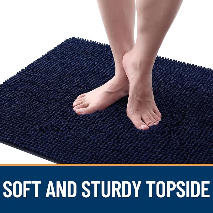 OLANLY Dog Door Mat for Muddy Paws 59x24, Absorbs Moisture and Dirt, Absorbent Non-Slip Washable Doormat, Quick Dry Chenille Mud Mat for Dogs, Entry Indoor Entryway Carpet for Inside Floor, Navy Blue