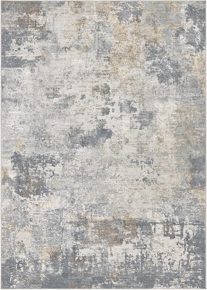 UERMEI 5x8 Area Rug Living Room Rugs - Washable Neutral Modern Abstract Soft Thin Large Rug Indoor Floor No Slip Rug Carpet for Bedroom Under Dining Table Home Office Decor - Blue Grey