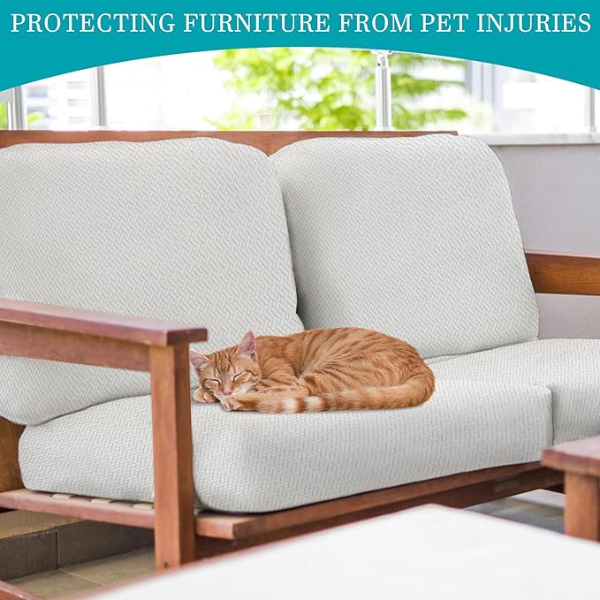 14Pcs Stretch Patio Cushion Covers,Outdoor Couch Covers Replacement,Outdoor Couch & Sofa Slipcovers,for Patio Furniture Cushion Covers,Washable Reusable Furniture Protector (Jade White,Cover Only)