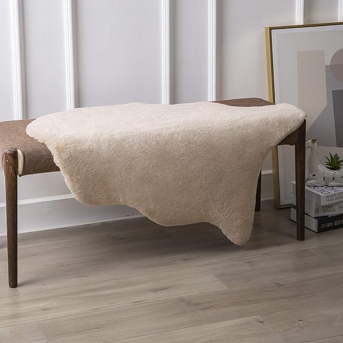 Ashler Faux Fur Rug, Upgraded Soft Faux Rabbit Fur, Beige Area Rugs, 2 x 3 Feet, Machine Washable Nursery Decor Throw Rugs for Bedroom, Kids Room, Living Room