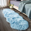 Ciicool Ultra Soft Faux Sheepskin Fur Rug Fluffy Rug for Bedroom Fuzzy Carpet for Living Room Kid's Room Nursery Decor, Sky Blue 2 x 6 Feet