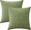 MIULEE Pack of 2 Couch Throw Pillow Covers 24x24 Inch Spring Soft Sage Green Chenille Pillow Covers for Sofa Living Room Solid Dyed Pillow Cases