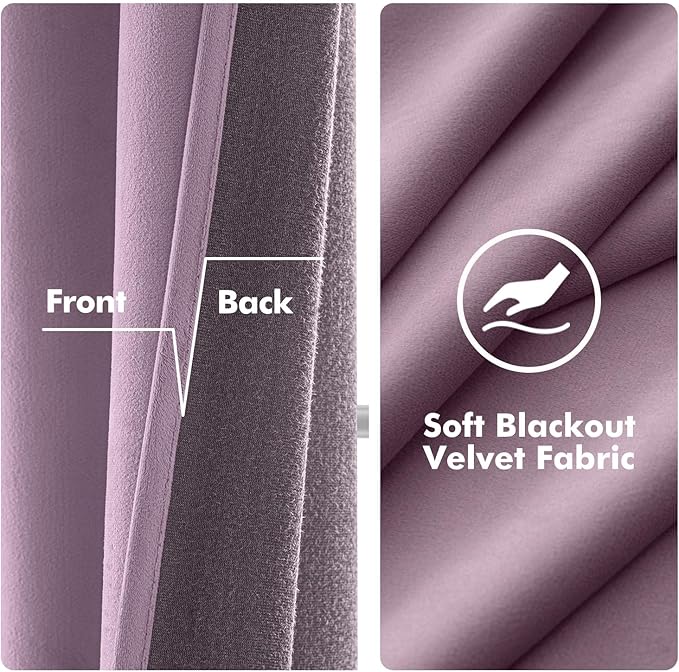 MIULEE Velvet Curtains Lavender Light Purple Elegant Grommet Thermal Insulated Soundproof Room Darkening Curtains/Drapes for Classical Living Room Bedroom Decor 52 x 96 Inch Set of 2