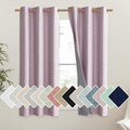 NICETOWN Pink Vintage Linen 100% Blackout Curtains for Dining Room, Thermal Insulated Curtains 54" Long, Noise Reducing Window Treatment Drapes for Kitchen, 42" Wide Per Panel, Set of 2
