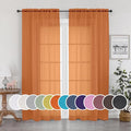 OWENIE Sheer Curtains 90 Inches Long 2 Panels Set for Bedroom, Light Filtering Sheer Curtains Rod Pocket Voile Drapes for Living Room, Airy Soft-Touching Drapes, Orange, Each 42" W x 90" L