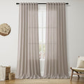 Nanspring Stone Beige Curtains 90 Inches Long for Living Room Linen Light Filtering Semi Sheer Curtain Back Tab Rod Pocket Simple Modern Elegant Farmhouse Decor Drapes for Bedroom 52x90, 2 Panels