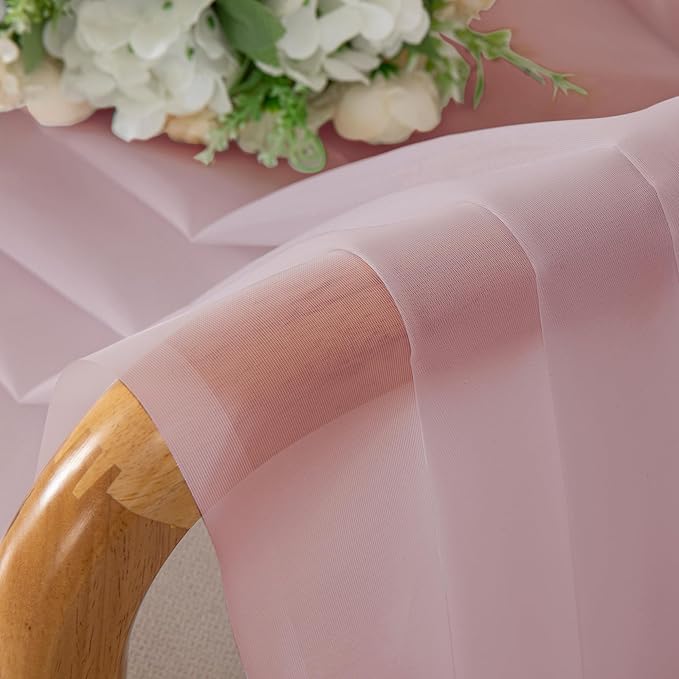 OVZME Blush Pink Sheer Valances for Windows 14 Inch Length 2 Pcs, Light Filtering Short Kitchen Curtains, Top Dual Rod Pocket Small Curtains for Living Room Bedroom Basement, Each 42Wx14L Inches
