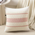 Fancy Homi Set of 1 Boho Pink Decorative Throw Pillow Cover 22x22 Inch for Couch Bed Sofa, Aesthetic Modern Organic Farmhouse Home Decor, Soft Cotton Cute Accent Macrame Woven Cushion Case