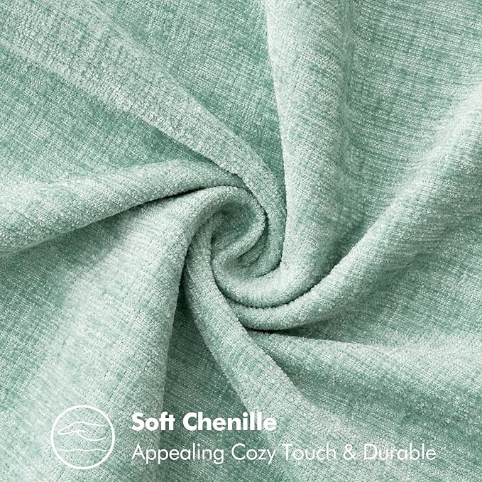 MIULEE Pack of 2 Couch Throw Pillow Covers 18x18 Inch Aqua Green Farmhouse Decorative Pillow Covers with Stitched Edge Soft Chenille Solid Dyed Spring Pillow Covers for Sofa Bed Living Room