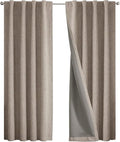 Joydeco 100% Blackout Curtains for Bedroom - Natural Linen Curtains 42" Wx 63" L Long, Thermal Insulated 2 Panels Linen Light Blocking Drapes, Rod Pocket & Back Tabs for Living Room