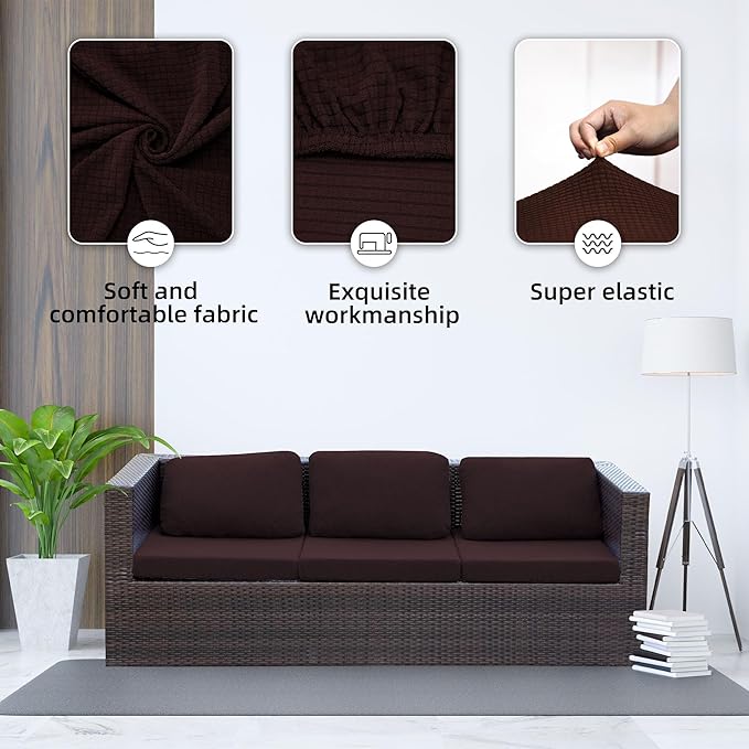 Outdoor Cushion Covers Set,8PCS Patio Furniture Couch Seat Slipcovers, Replacement for Sofa Sectional Chair(Cover，Only)