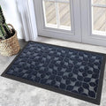 Bulijojo Sturdy Front Entrance Doormats,Durable Heavy Duty Welcome Mat,Thick Absorbent Natural Rubber Non Slip Mat,Easy Clean Entryway Mat Geometric Blue 23"x35"