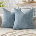 MIULEE Pack of 2 Couch Throw Pillow Covers 16x16 Inch Coastal Smoke Blue Modern Boho Accent Decorative Pillow Covers Soft Chenille Farmhouse Cushion Covers for Home Decor Bed Sofa Living Room