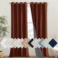 NICETOWN 100% Absolutely Blackout Linen Curtains with Thermal Insulated Liner, 52" Wide, 2 Panels, 108" Long Drapes, Grommet Retro Burnt Orange Linen Curtains Vertical Drapes Privacy for Bedroom
