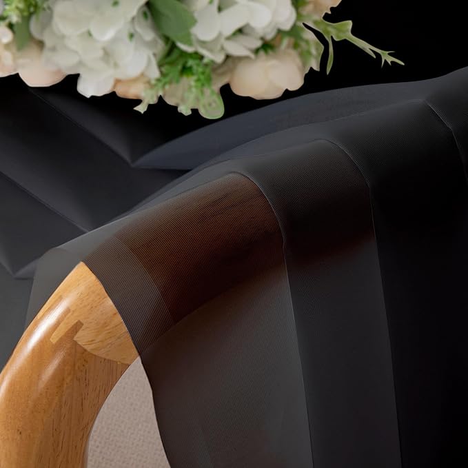 Simplebrand Black Sheer Curtains 108 Inches Long, Extra Long Rod Pocket Solid Color Window Sheer Curtain Panels, Elegant Curtains & Drapes for Living Room, Bedroom 2 Panels (Black, 59" W x 108" L)