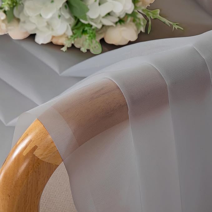 OWENIE Light Grey Sheer Curtains 84 inches Long 2 Panels Set for Bedroom Living Room, Soft Solid Living Room Sheer Curtain, Rod Pocket Light Filtering Farmhouse Curtains, 2 Pcs Each 42“ W x 84" L