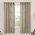 LAMIT Taupe Linen Curtains for Bedroom, 72 Inch Length Light Filtering Semi Sheer Panels Back Tab and Rod Pocket Neutral Drapes for Living Room, 2 Panels, 34 x 72 Inch