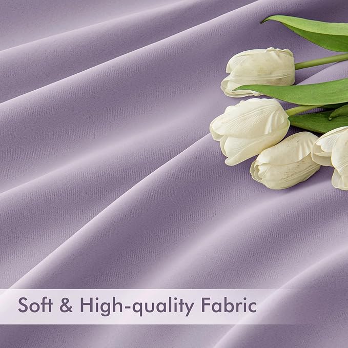 MIULEE Lilac Back Tab Blackout Curtains 90 Inches Long 2 Panels Set for Living Room Bedroom Privacy, Rod Pocket/Pinch Pleat Thermal Insulated Room Darkening Pleated Light Blocking Drapes