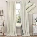 Primitive Curtain 108 Inch Long 2 Panels Burg Linen Textured 9 ft Floor Length to Ceiling Traverse Curtains for Living Room Extra Wide Extreme Blackout Drapes Sun Blocking Sound Absorbing Cream Beige