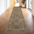 Hazo Haus Non Slip 2x10 Gold Brown Hallway Runner - 10ft Long Runner Rugs, Washable Kitchen Floor Mat - Vintage Floral Design Décor