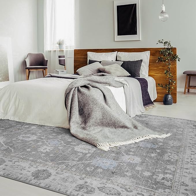 AMOAMI-8x10 Area Rugs-Boho Rugs for Living Room Machine Washable-3D Rugs for Bedroom-Non Slip Floor Rug-Moroccan Indoor Carpet for Bedroom Dining Room