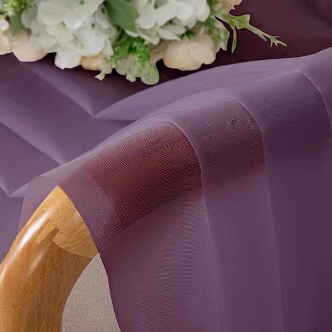 OWENIE Plum Sheer Curtains, Sheer Curtains 84 Inches Long 2 Panels Set, Rod Pocket Voile Fimly Sheer Drapes for Living Room Bedroom, 2pcs, Plum, Each 42" W x 84" L