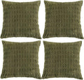Fancy Homi 4 Packs Boho Moss Green Decorative Throw Pillow Covers 14x14 Inch for Couch Bed Sofa, Rustic Modern Farmhouse Home Decor, Soft Plush Corduroy Cute Square Cushion Case 35x35 cm