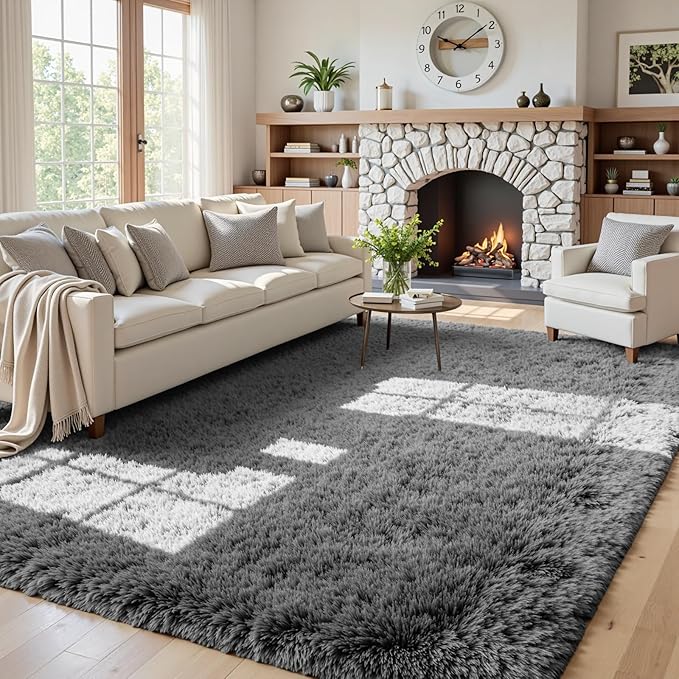 5x7 Area Rugs for Living Room Rug: Soft Fluffy Shag Light Gray Rugs for Bedroom, Non-Slip Large Fuzzy Plush Rug Indoor Floor Carpet for Nursery Kids Boys Girls Room, Dorms, Playroom, Modern Home Decor