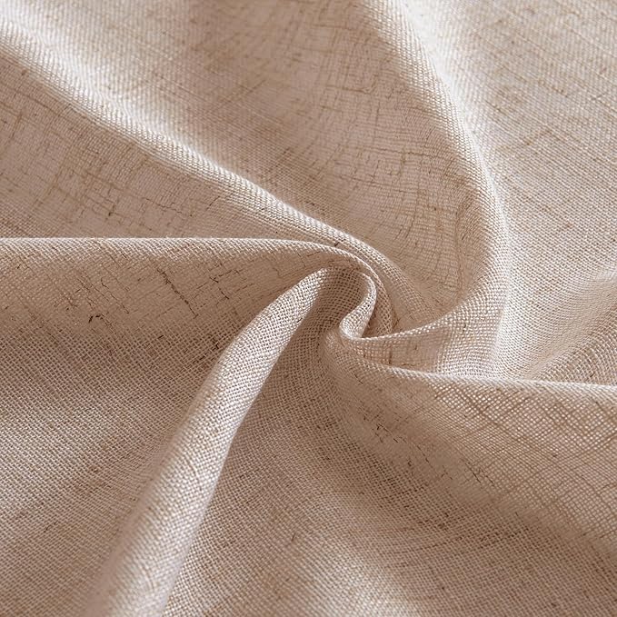 MIULEE Natural Beige Linen Curtains 96 Inches Long 2 Panels for Bedroom Living Room, Soft Linen Textured Window Drapes Semi Sheer Light Filtering Back Tab Rod Pocket Farmhouse Burlap Look Decor