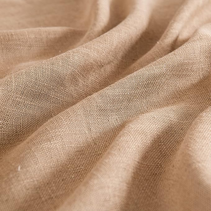 MIULEE Brown Linen Curtains 84 Inch Length for Bedroom Living Room, Soft Thick Linen Textured Window Drapes Semi Sheer Light Filtering Back Tab Rod Pocket Burlap Look, 2 Panels, 37x84 Inches
