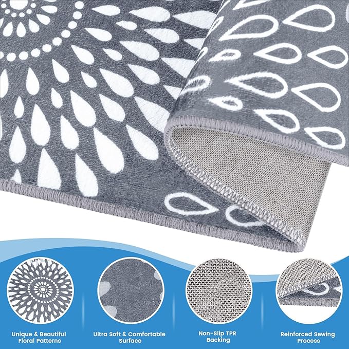 StepRite Runner Rug 2 x 8 ft, Washable Rugs, Hallway Runner Rugs, Kitchen Runner Rug Non Slip, Soft Runner with Rubber Backing for Kitchen, Hallway, Laundry, Bedroom, Living Room