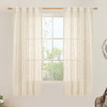 LAMIT Linen Curtains 60 Inch Length 2 Panels, Light Filtering Panels Back Tab and Rod Pocket Neutral Drapes for Bedroom/Window/Living Room, Beige, 34 x 60 Inch