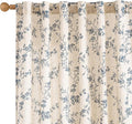 Lazzzy Farmhouse Linen Curtains Extra Long Blue Floral Curtains 108 Inch Long Back Tab Drapes for Living Room Bedroom Light Filtering Country Vintage Rod Pocket, 2 Panels, Blue on Beige
