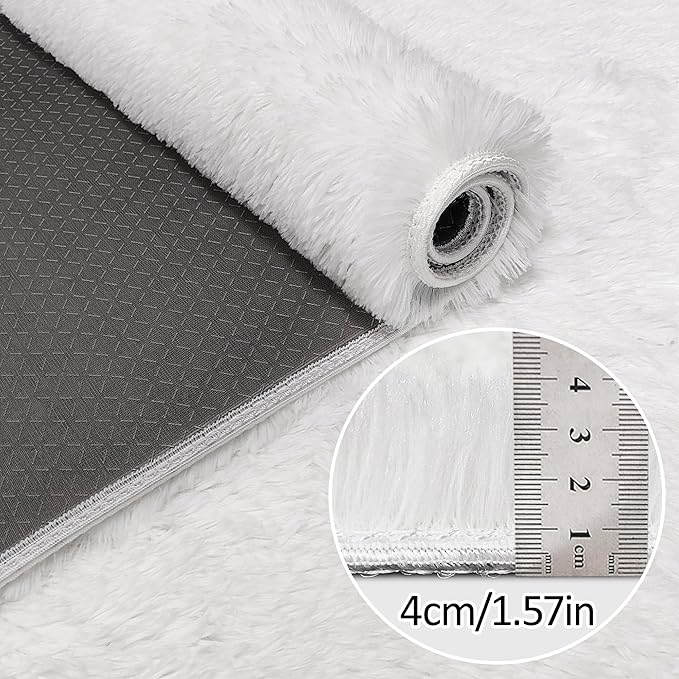 Runner Rug for Bedroom White 3x10ft Fluffy Area Rug Bedside Runner Rug for Kids Room Boys Teens Nursery Baby Living Room Dorm Home Decor Carpets