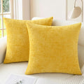 CaliTime Throw Pillow Covers Decorative 16 X 16 Inches Pack of 2 Cozy Chenille Cushion Case for Couch Sofa Bed Living Room Home Mustard Yellow