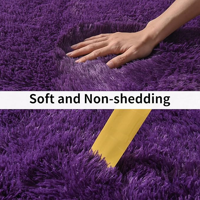 Soft Runner Rugs for Bedroom Hallways, 2x3 Purple Fluffy Shag Throw Area Rug Non Slip for Bedside Dorm, Long Shaggy Furry Carpet for Nursery Living Room