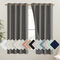 NICETOWN Grizzle Gray Vintage Linen 100% Blackout Curtains for Living Room, Thermal Insulated Curtains 45" Long, Noise Reducing Window Treatment Drapes for Hall Room, 52" Wide Per Panel, Set of 2