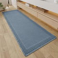 RESARE Waffle Bathroom Runner Rugs, Super Absorbent Bath Mat Non Slip Washable Quick Dry, Upgraded Ultra Soft Boho Bath Rugs with Tassels for Hallway Bedroom Laundry Room, 2'x5'(24"x60"), Blue