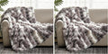 Cozy Bliss Faux Fur Throw Blanket for Couch, Fuzzy Soft Plush Thick Bubble Blanket for Sofa Bedroom Living Room, 50 * 60 Inches Tie-dye Taupe (Pack of 2)