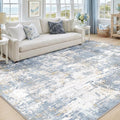 Washable Area Rugs 5'x7' Non-Slip Modern Abstract Soft for Living Room Entryway Bedroom Nursery, Print Pattern, Light Blue