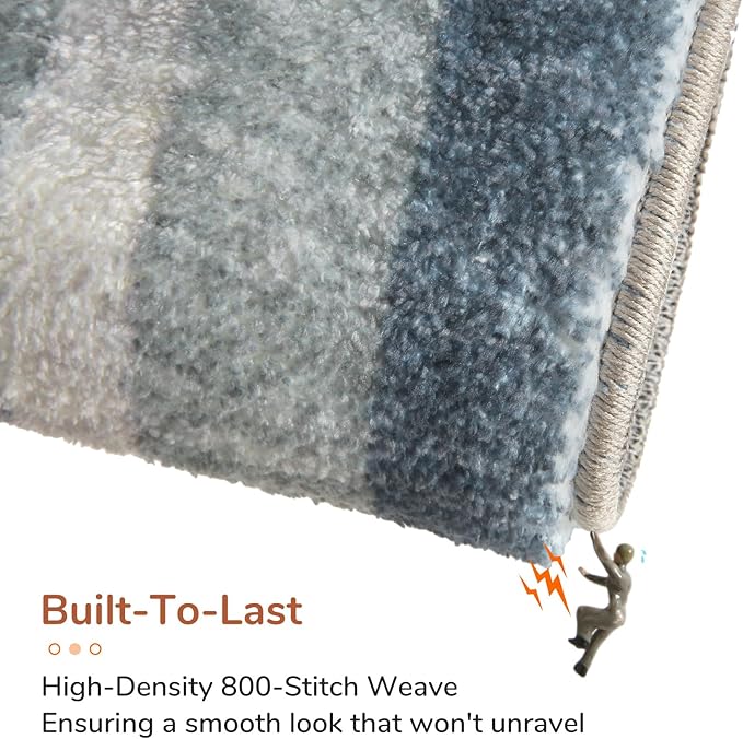 OPPODREAM Border Soft Area Rugs 6x9, Washable Blue Rug with Non Slip Backing, 6 x 9 Faux Cashmere Low-Pile 6x9 Carpet