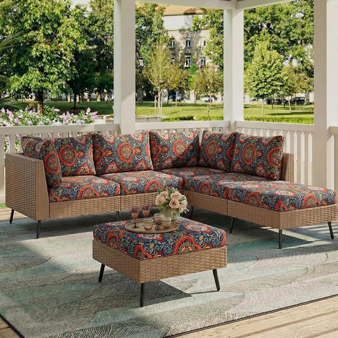 hyha Printed Couch Cushion Covers, Floral Cushion Covers, Magic Sofa Covers Washable, Stretch Couch Covers for 2 Cushion, Pattern Sofa Slipcovers(Medium, Mandala Floral)