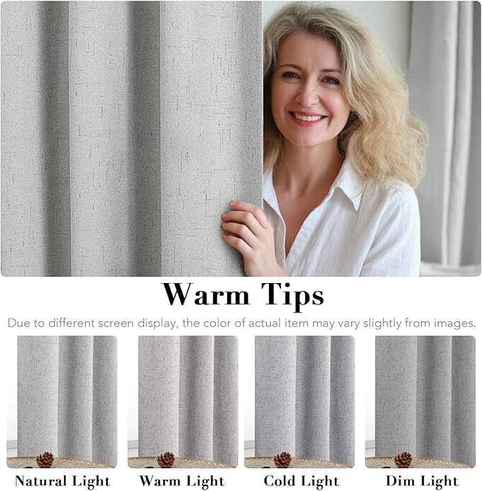 H.VERSAILTEX 100% Blackout Curtains for Bedroom Thermal Insulated Linen Textured Curtains Heat and Full Light Blocking Drapes Living Room Curtains 2 Panel Sets, Glacier Gray, 52x45 Inch
