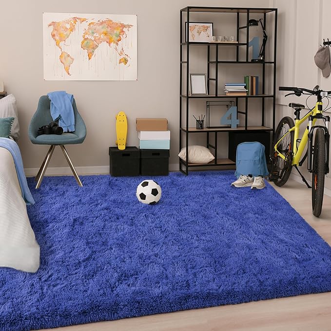 Chicrug Soft Area Rugs for Bedroom Living Room Plush Fluffy Rug 4x6 Feet, Shag Furry Area Rug Carpet Non Shedding for Nursery Children Kids Girls Room Home Decorative, Navy